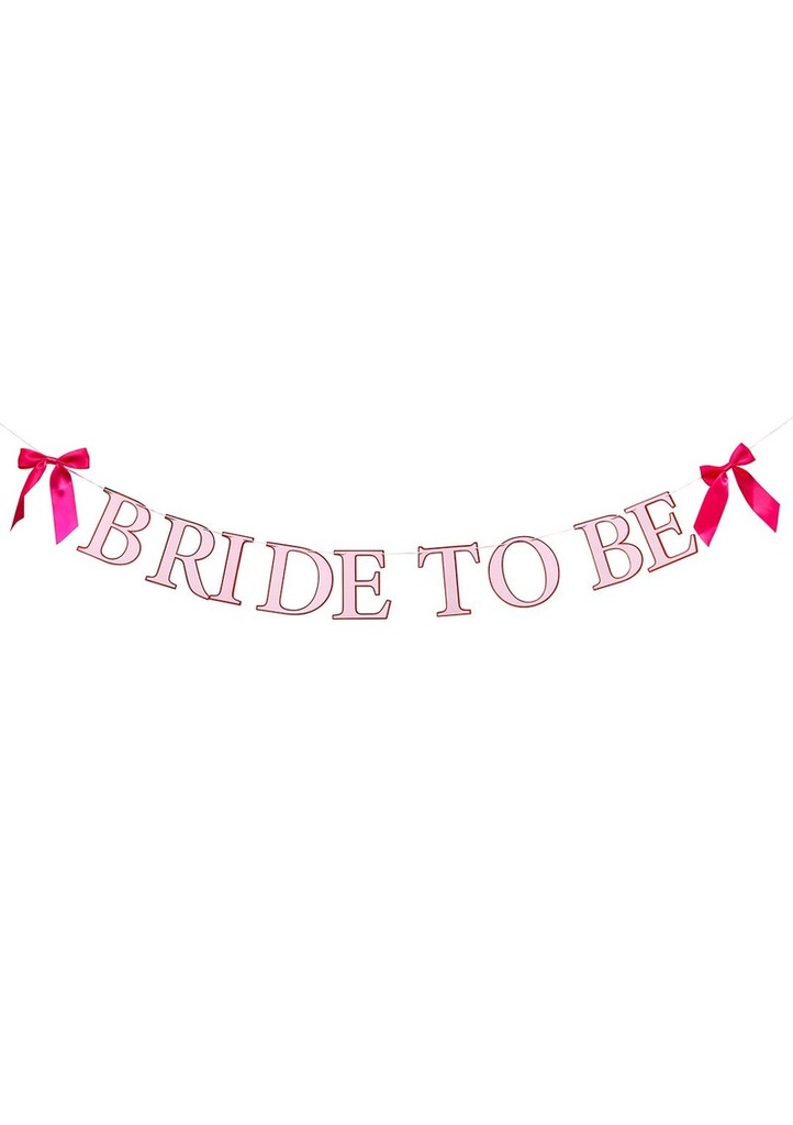Hens Bride to be Card Banner With Pink Satin Bows 2m