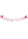 Hens Bride to be Card Banner With Pink Satin Bows 2m