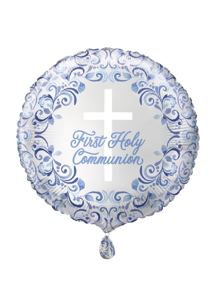 Blue Holy Cross First Holy Communion Round 18 Inch Foil Balloon