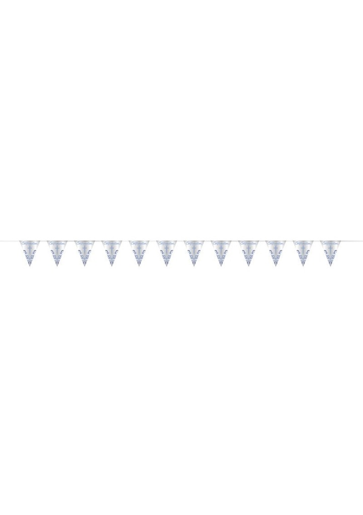 [82109-1] Blue Holy Cross Confirmation Foil Flag Banner - 9 ft (274cm)