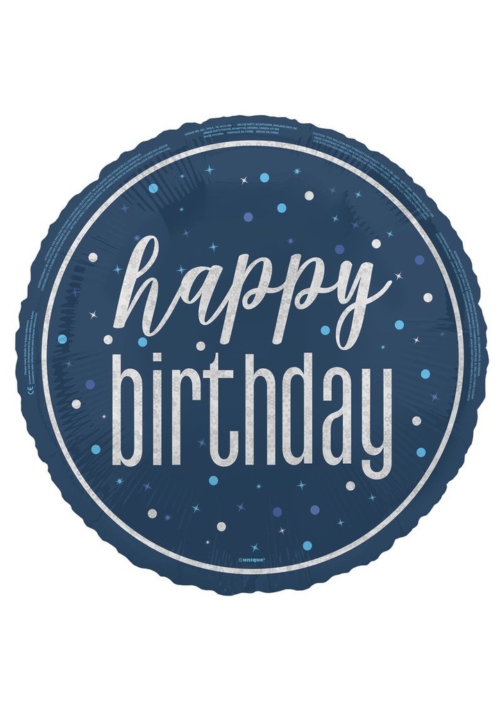 GLITZ Blue Happy Birthday 18 Inch Foil Balloon