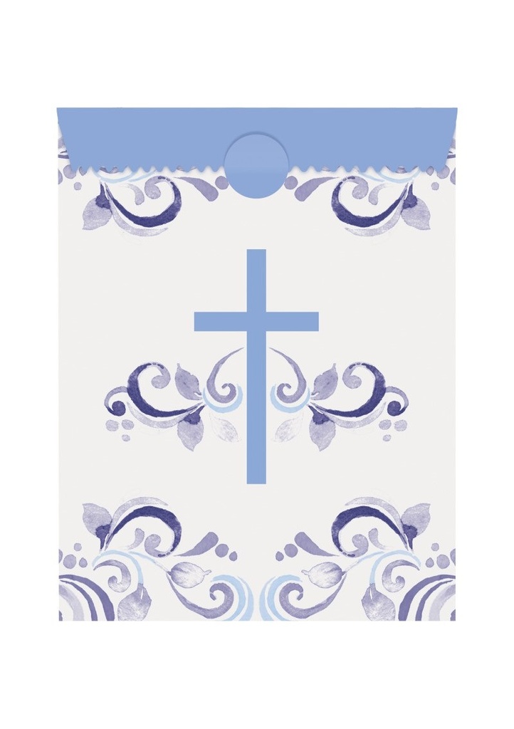 [82101] Blue Holy Cross Paper Treat Bags - 8pcs
