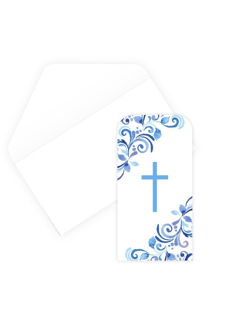 [82143] Blue Holy Cross Trifold Money Holder Card with Envelope