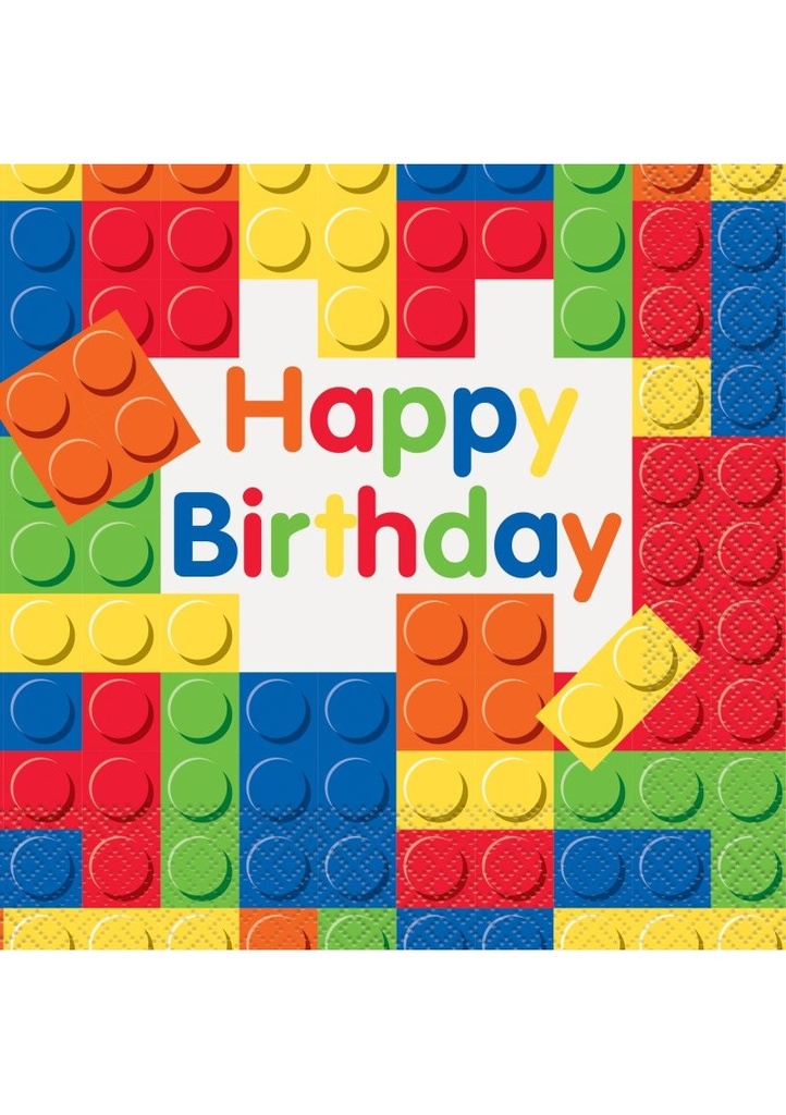 Building Blocks Birthday Luncheon Napkins - 16pcs