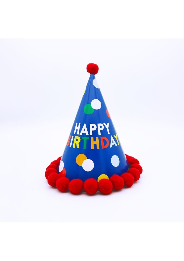 [80059] Pom Pom Happy Birthday Party Hat