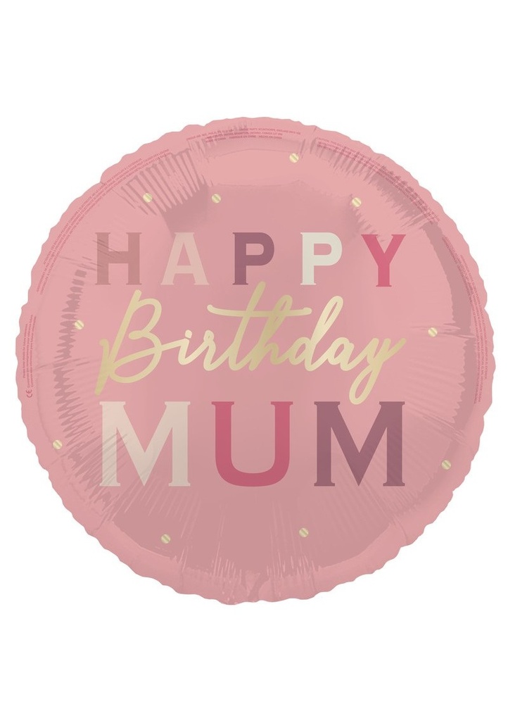 Happy Birthday Mum Round 18 Inch Foil Balloon