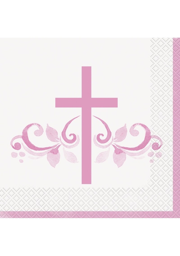 Pink Holy Cross Luncheon Napkins - 16pcs