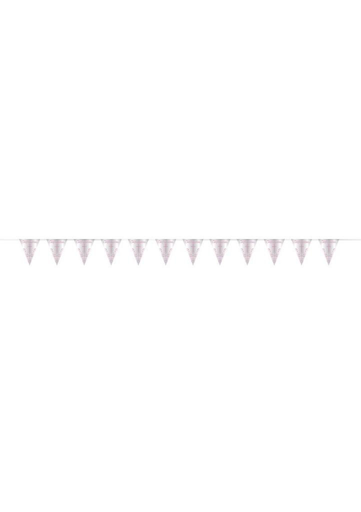Pink Holy Cross Confirmation Foil Flag Banner - 9 ft (274cm)