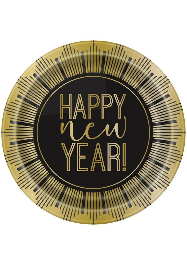 New Years Roaring Round 9 Inch Party Plates - 8pcs