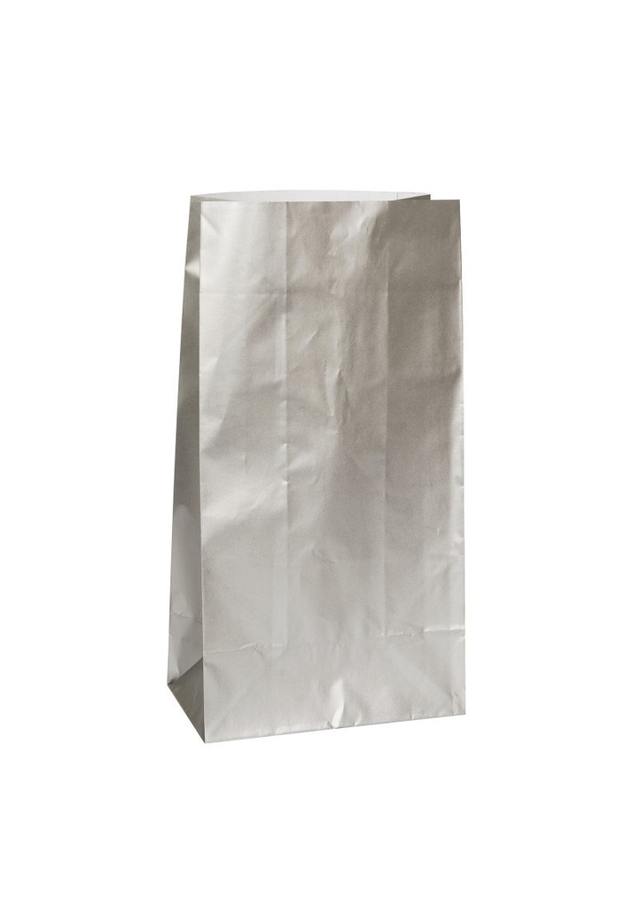 Silver Metallic Paper Party Bags - 10pcs