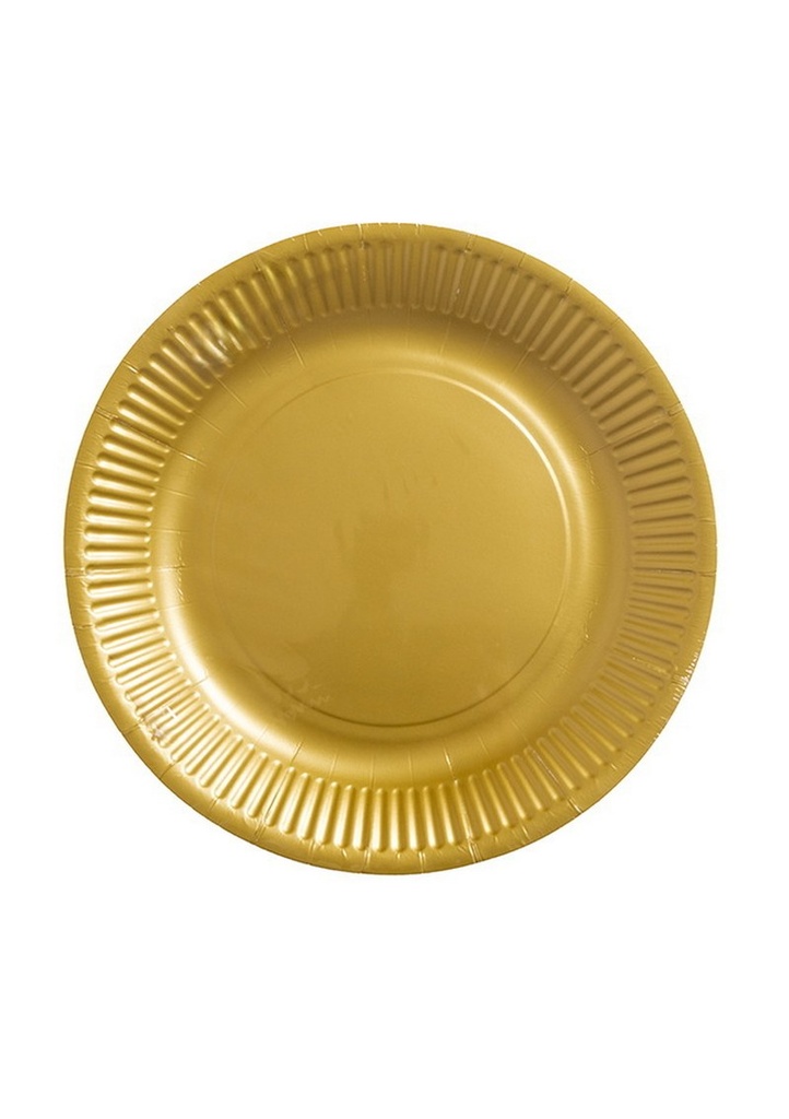 [4420-1] Party Paper Plates 18cm 8pcs - Gold