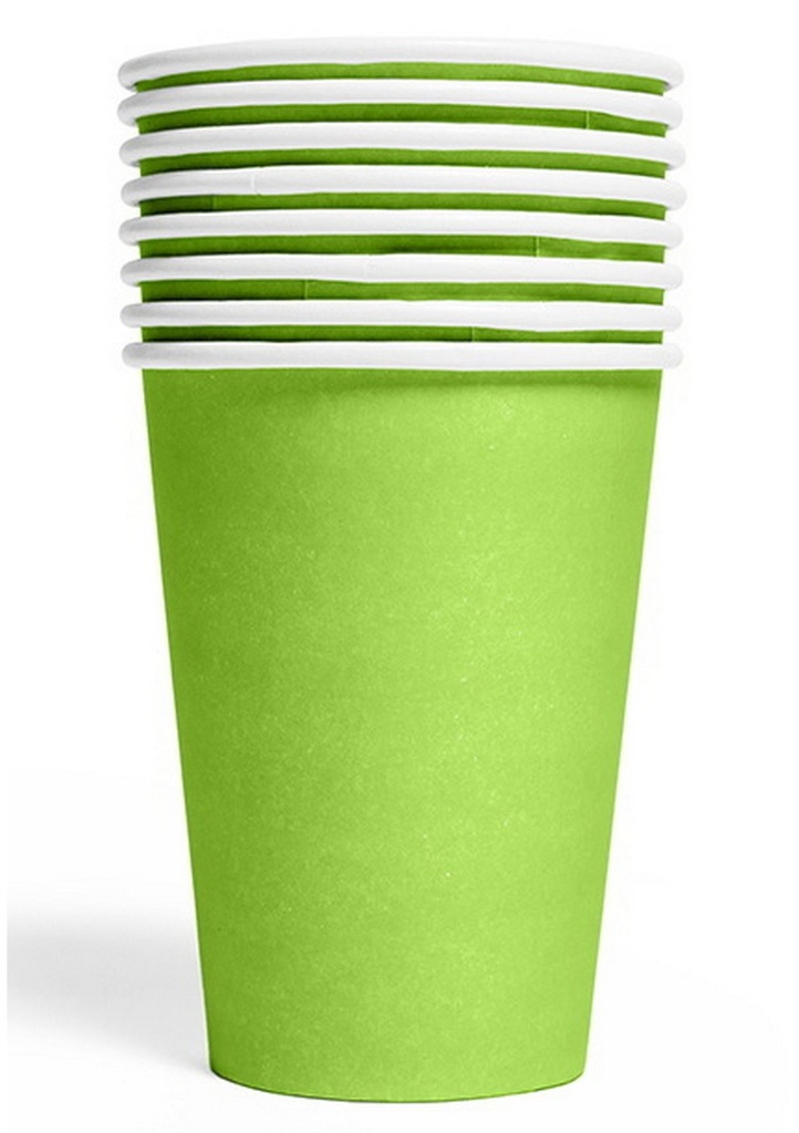 Party Paper Cups 210ml 8pcs - Lime green