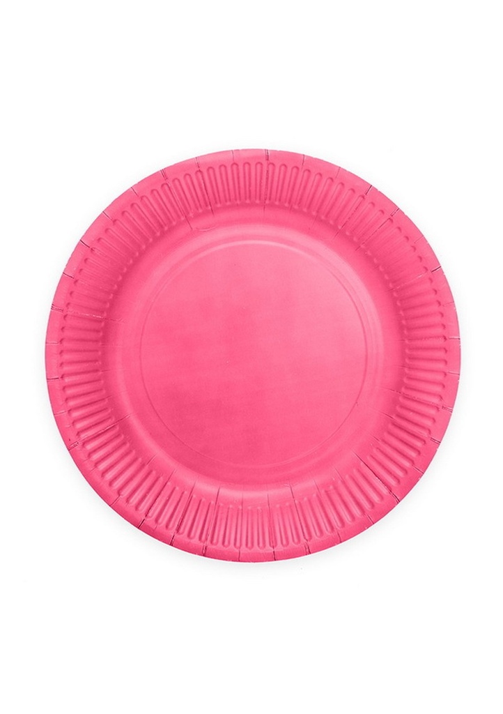 Party Paper Plates 18cm 8pcs - Hot pink