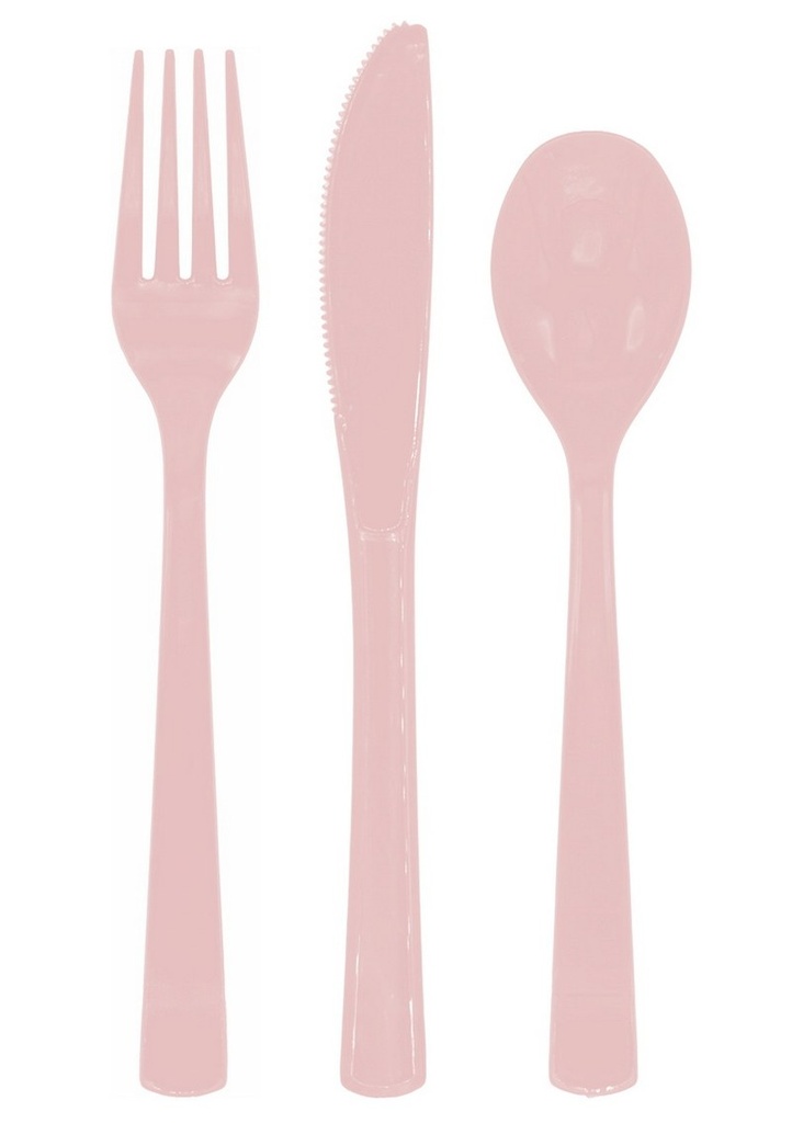 Reusable Plastic Cutlery 18pcs - Rose gold