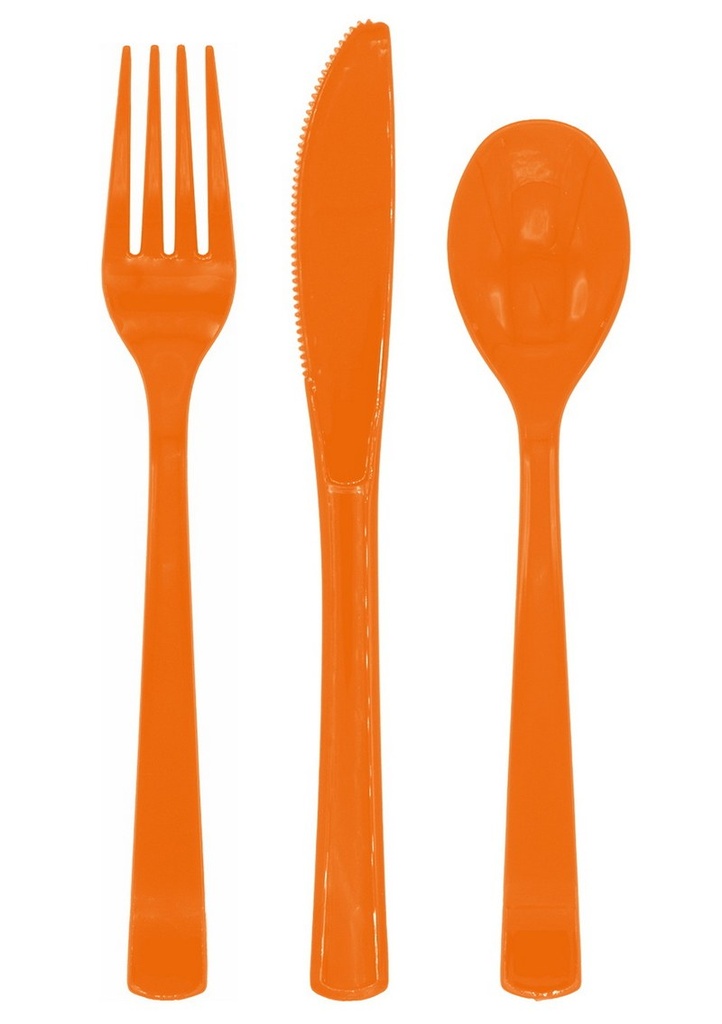Reusable Plastic Cutlery 18pcs - Orange
