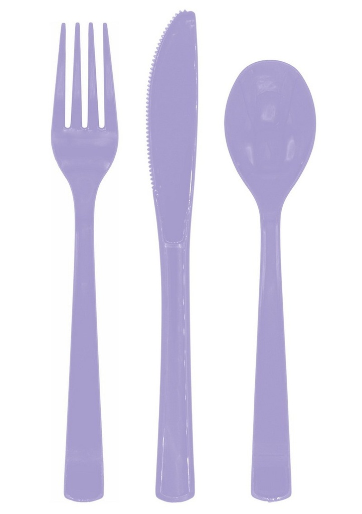 [6817] Reusable Plastic Cutlery 18pcs - Lavender