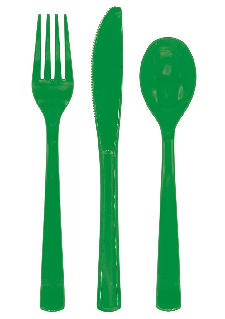 Reusable Plastic Cutlery 18pcs - Dark green