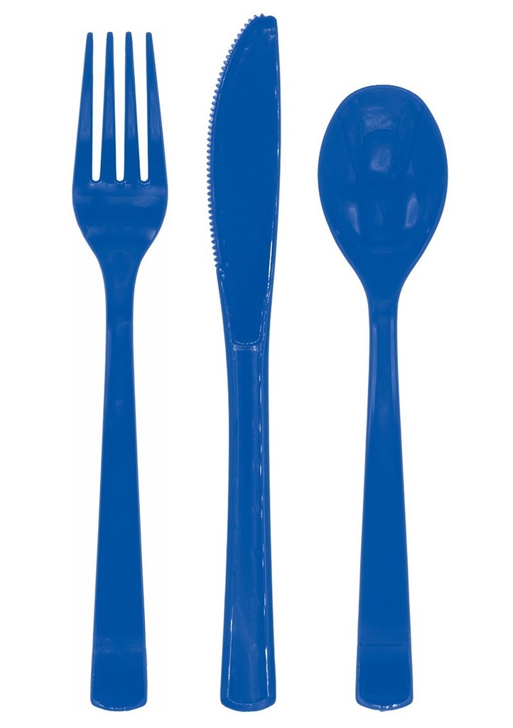 Reusable Plastic Cutlery 18pcs - Dark blue