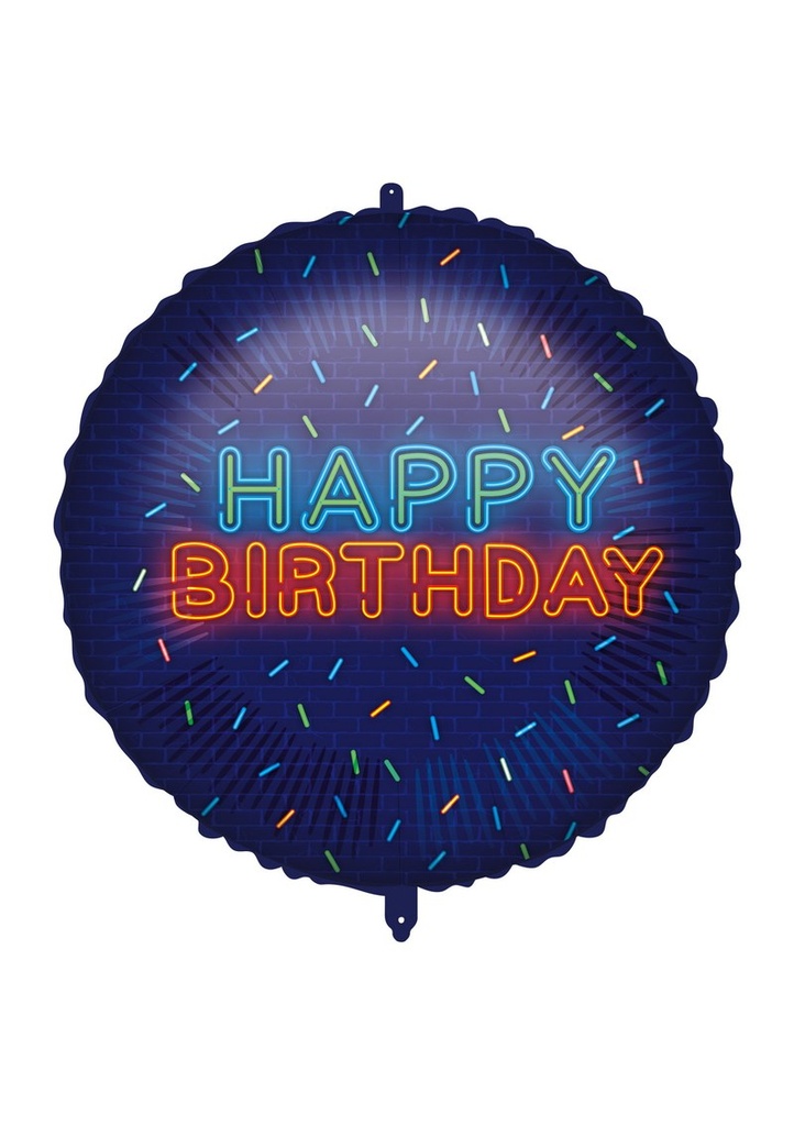 [97596] Birthday Neon Foil Balloon 18"/46cm - 1pk