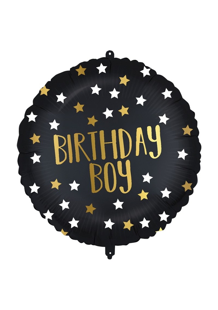 [92416] Black Gold Birthday Boy Foil Balloon 18"/46cm - 1pk