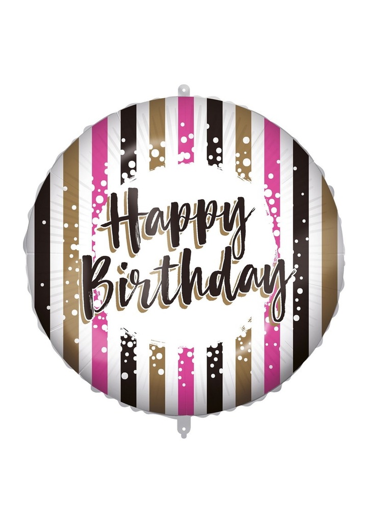 Happy Birthday Pink & Gold Stripes Foil Balloon 18"/46cm - 1pk