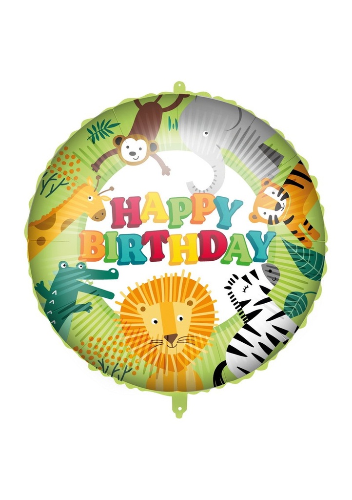 Happy Birthday Jungle Foil Balloon 18"/46cm - 1pk