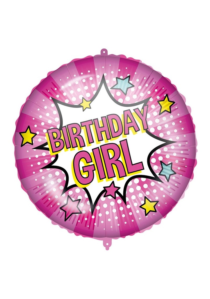 [93194] Birthday Girl Power Dual Faced Foil Balloon 18"/46cm - 1pk