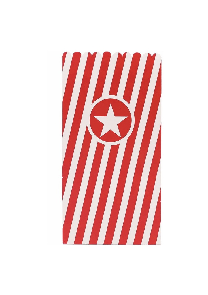 [91172] Party Essentials FSC Paper Pop-Corn / Candy Bag Red  - 6pk