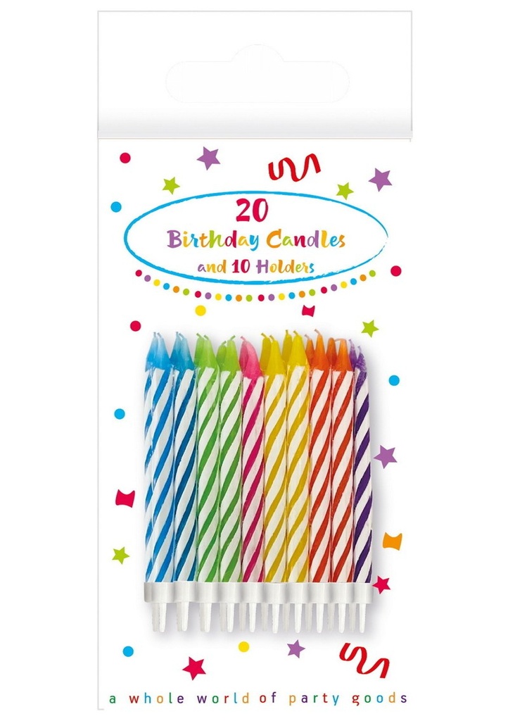 Birthday Candles with Holders (6651) - 20pk