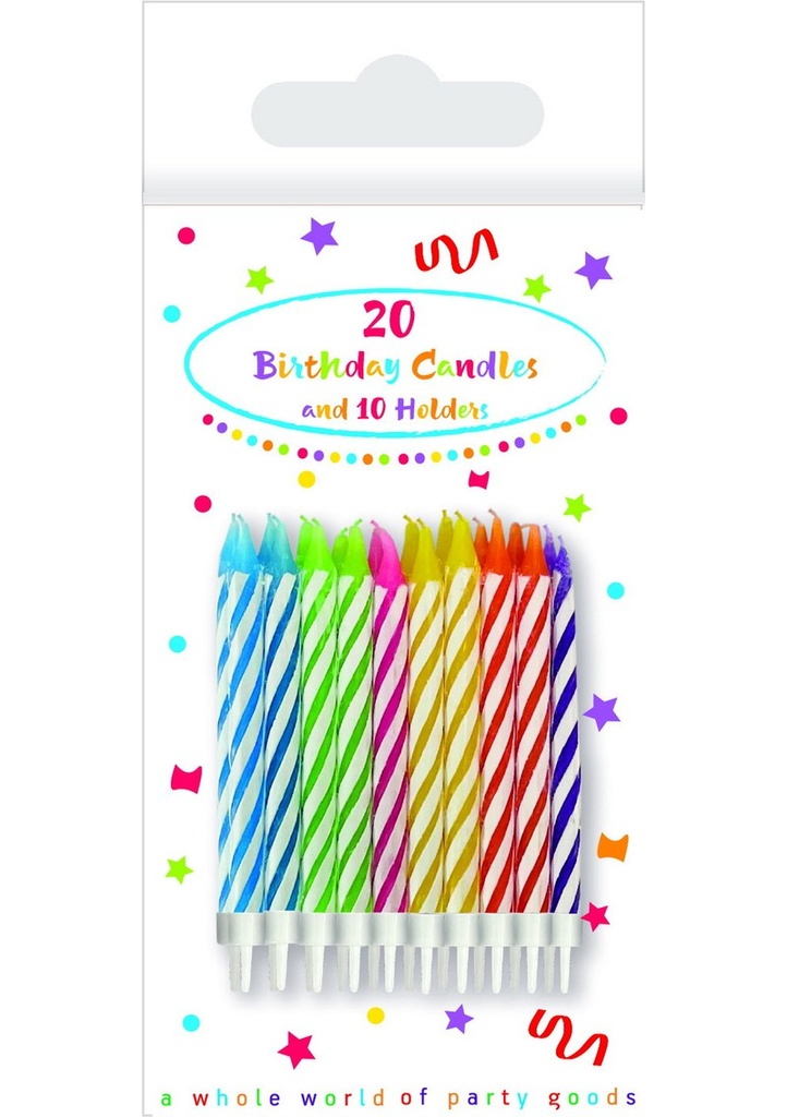 Birthday Candles with Holders (93527) - 20pk