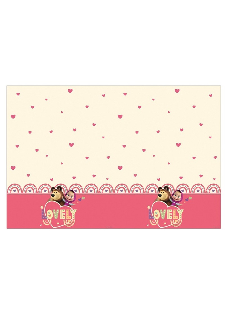 Masha Sweet Heart Plastic Tablecover 120x180cm - 1pk