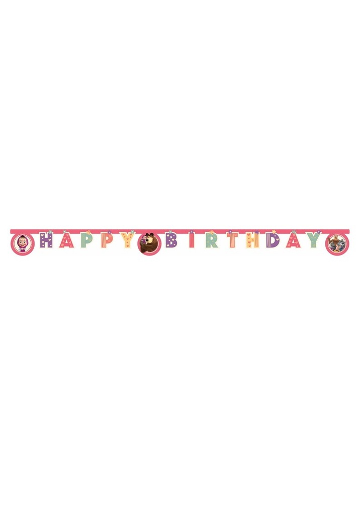 [97911] Masha Sweet Heart FSC Happy Birthday Die-Cut Paper Banner - 1pk