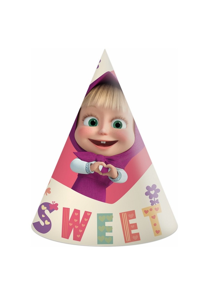 [97910] Masha Sweet Heart FSC Hats - 6pk