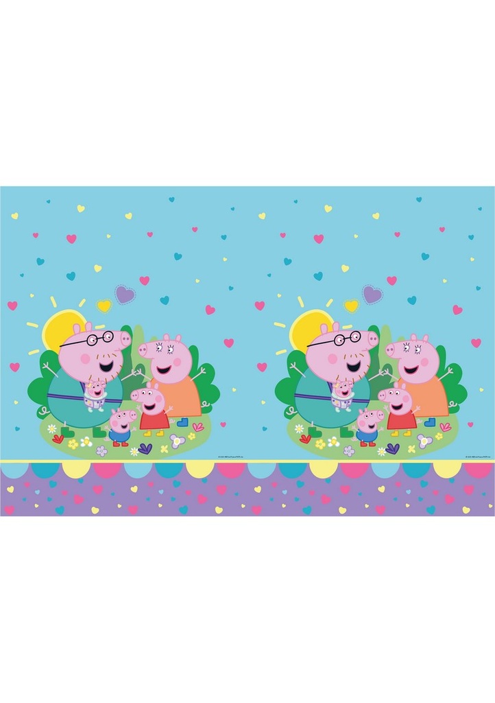 Peppa Pig Made With Love Plastic Tablecover 120x180cm - 1pk