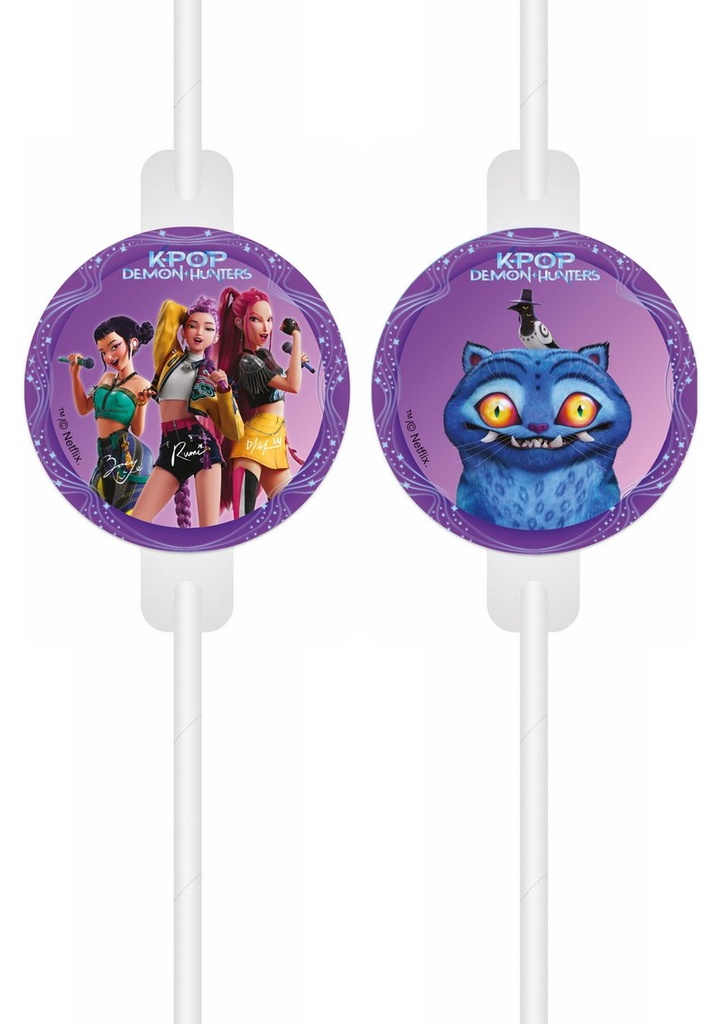 K-Pop Demon Hunters Medallion Paper Straws - 4pk