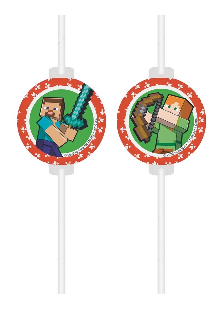Minecraft FSC Medallion Paper Straws - 4pk
