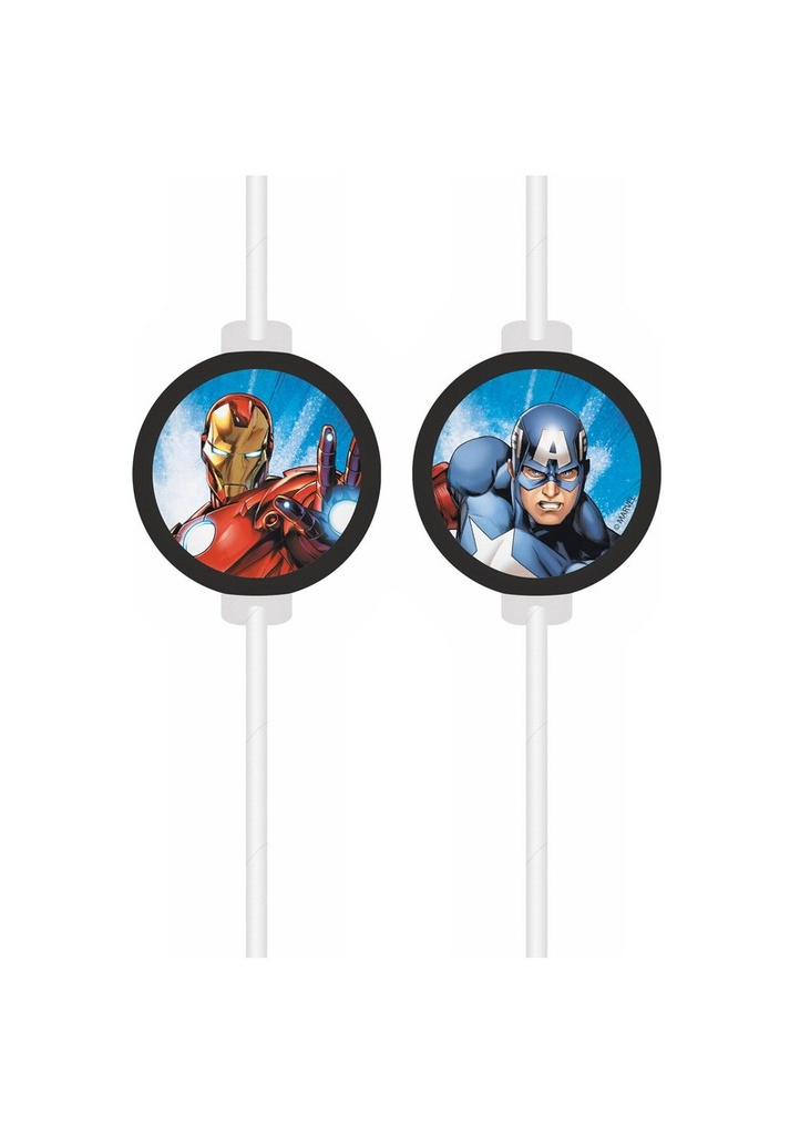 [97308] Avengers Evergreen FSC Medallion Paper Straws - 4pk