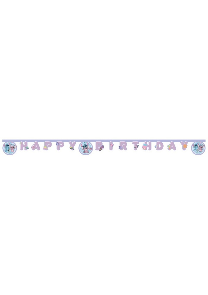Stitch Angel Cute FSC Happy Birthday Die-Cut Paper Banner - 1pk