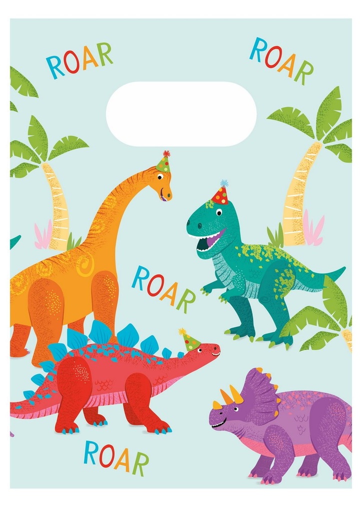 [97978] Dino Party FSC Paper Party Bags - 4pk