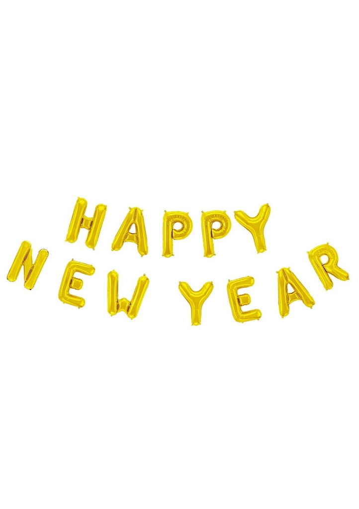Happy New Year Phrase 16 Inch Foil Balloom Gold (Air Fill Only)