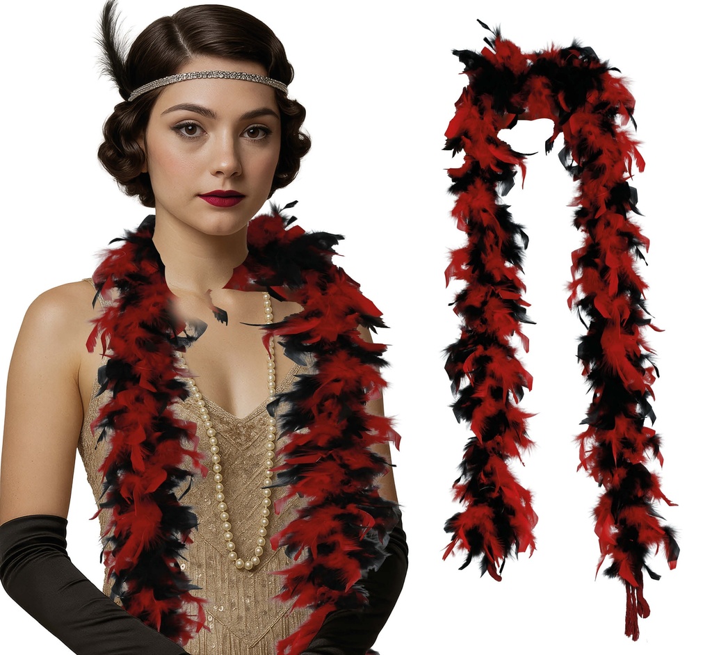 Deluxe Feather Boa 80gr - Red & Black