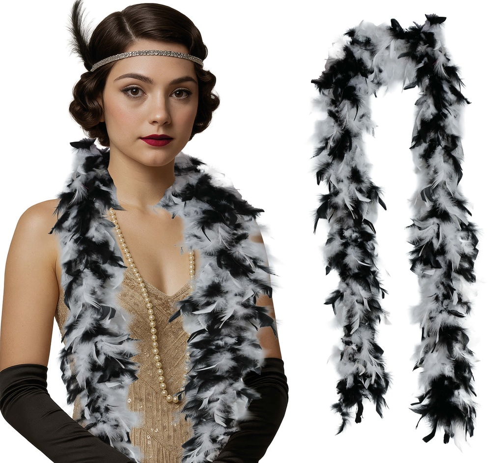 Deluxe Feather Boa 80gr - Black & White