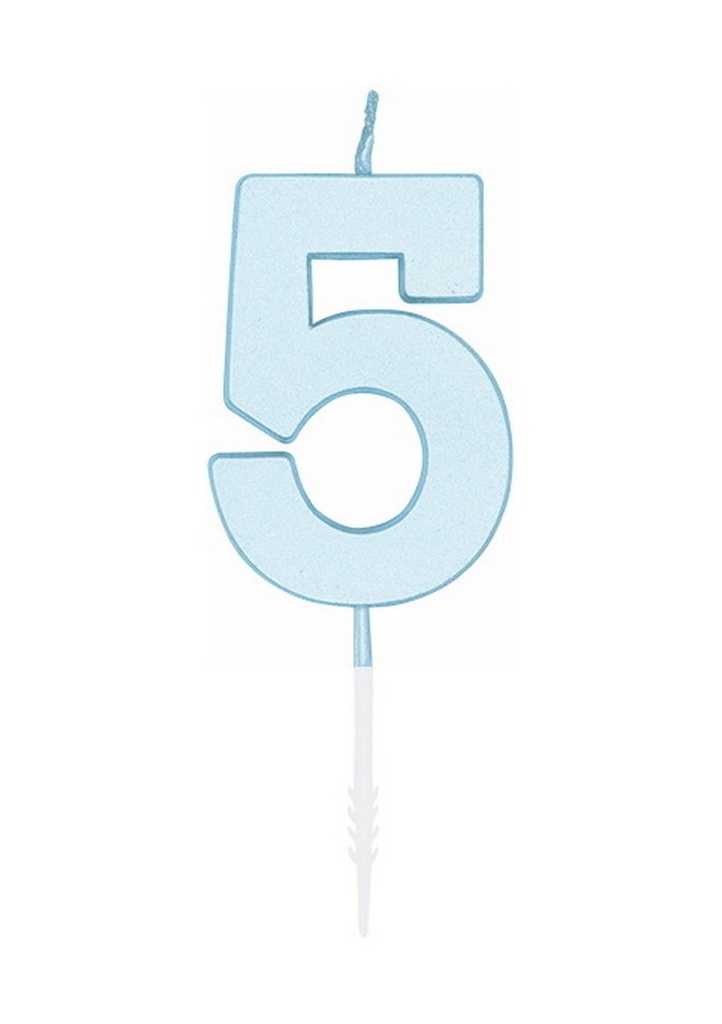 Cake Candle 4.5cm Pastel Blue No. 5