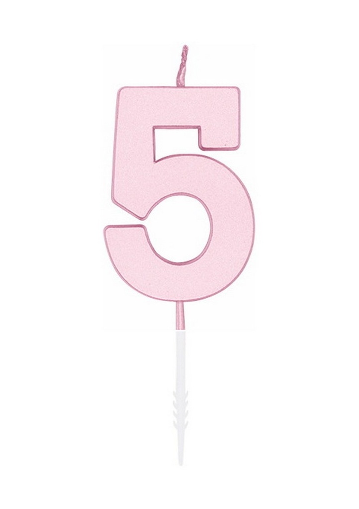Cake Candle 4.5cm Pastel Pink No. 5