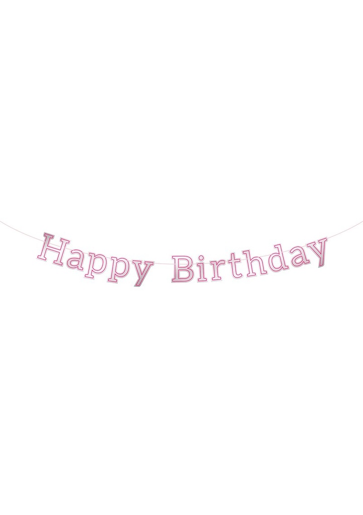 [68408-1] Happy Birthday Letter Banner Glossy Pink - 3m