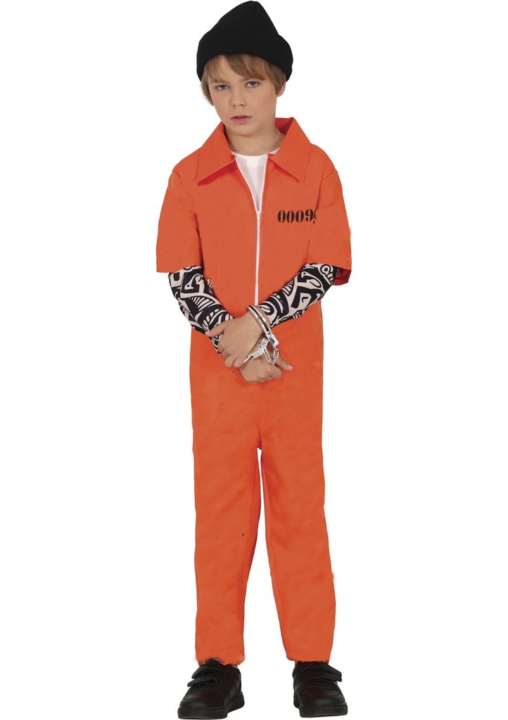 Orange Tattooed Prisoner Convict Boy Costume - Age 7 to 9 Years
