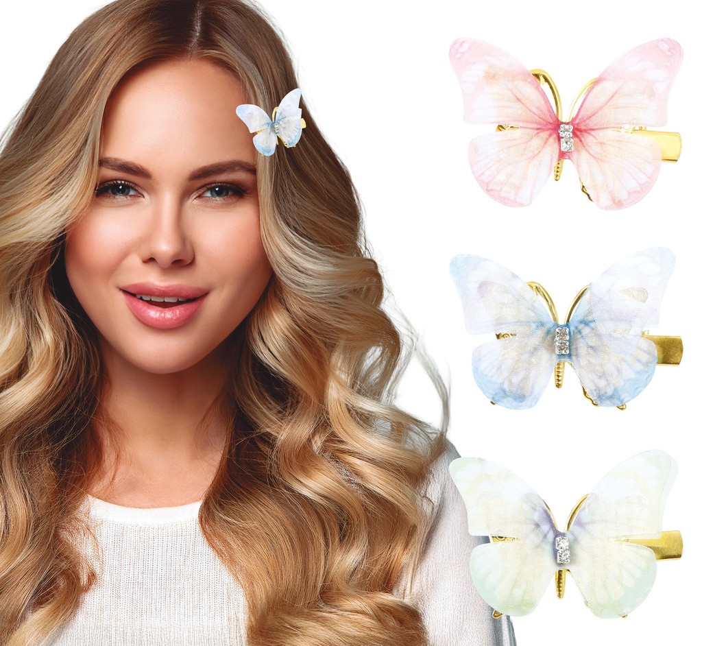 Assorted Butterfly Clips 5cm - 6pk