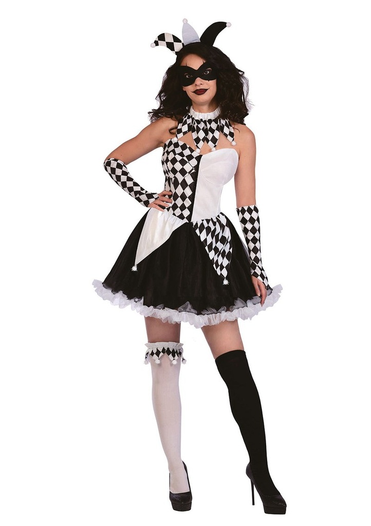 Jester Clown Lady Dress Costume - Adult Size Medium Large