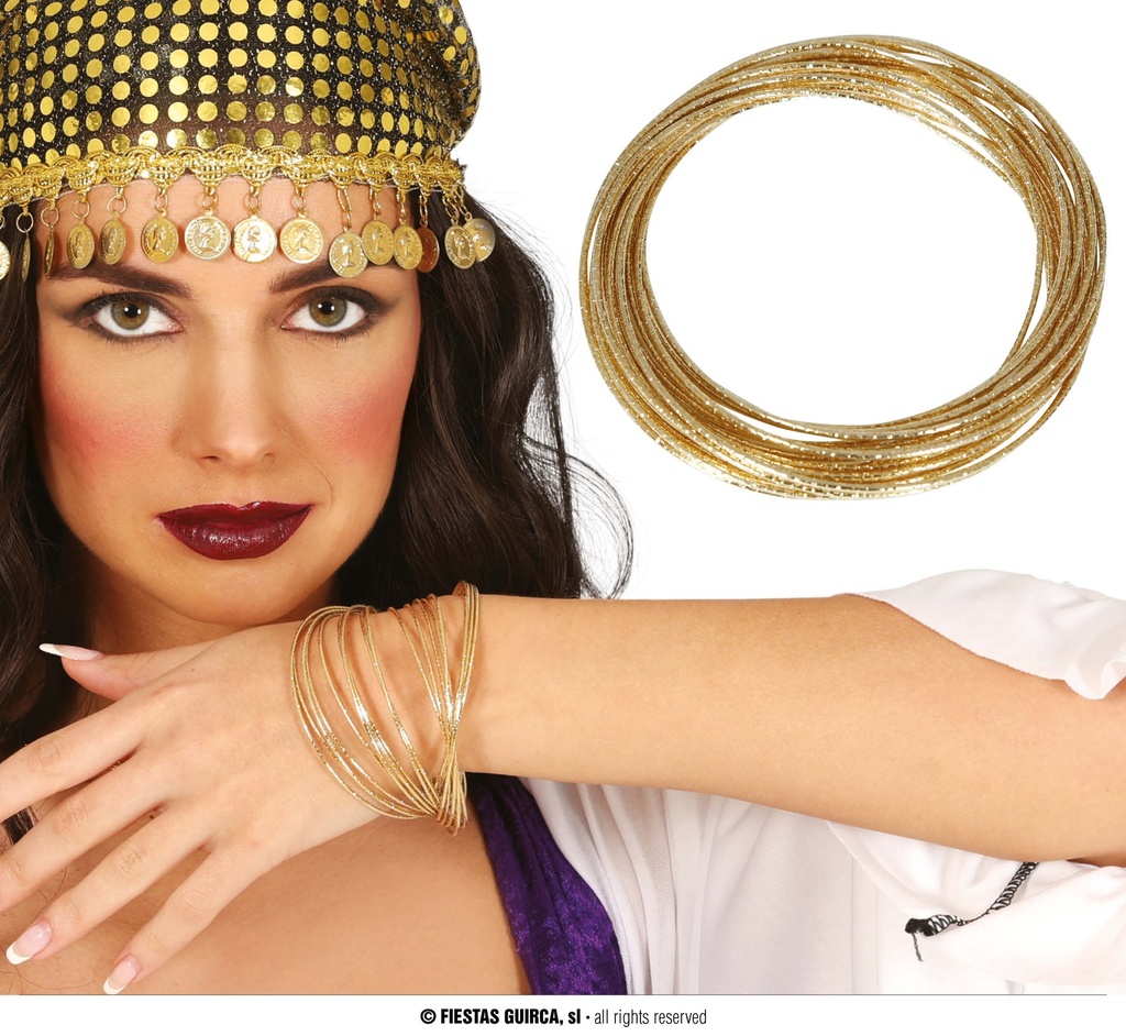[27216] Gold Bracelet Made of 20 Metal Bracelets