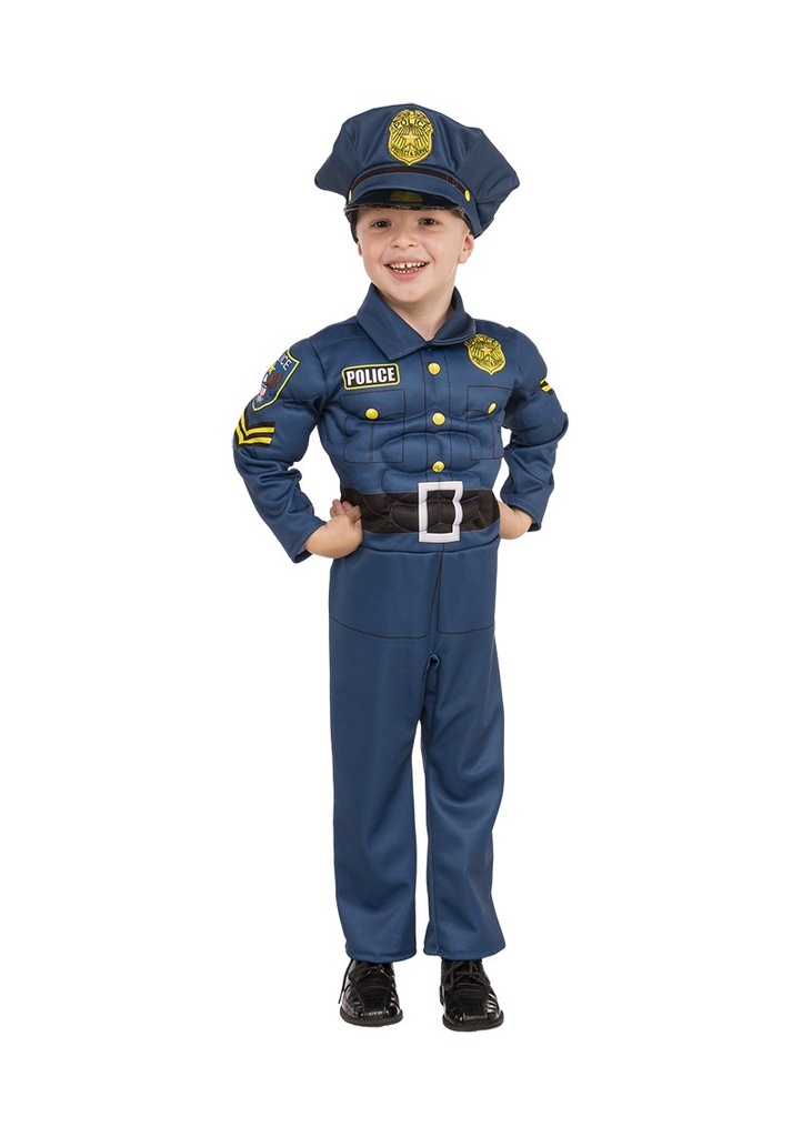 Super Muscle Chest Police Boy  Costume - Age 3 to 4 Years